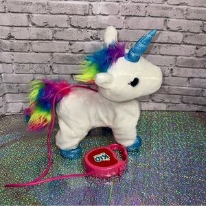 Kid Connection 9" Plush Animated Walking Unicorn White And Rainbow RC Unicorn